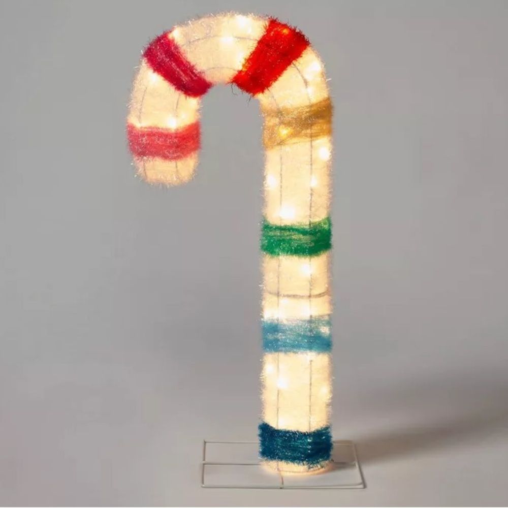 Wondershop tinsel candy cane novelty sculpture light 34in